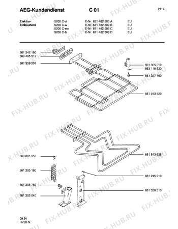 Взрыв-схема плиты (духовки) Aeg 5200C-W - Схема узла Section3